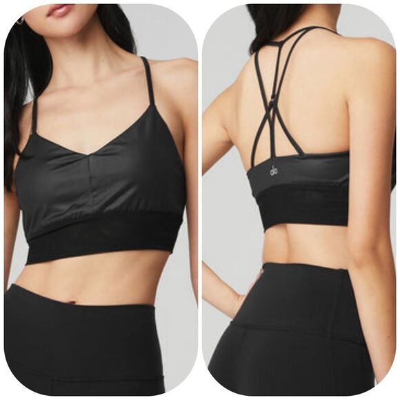 ALO Yoga Other - ALO LAVISH BRA GLOSSY BLACK NWT SIZE SMALL $58 Revolve influencer